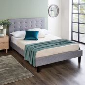 RRP £144.87 Home Treats Grey Upholstered Bed Frame With Padded Headboard (No Mattress