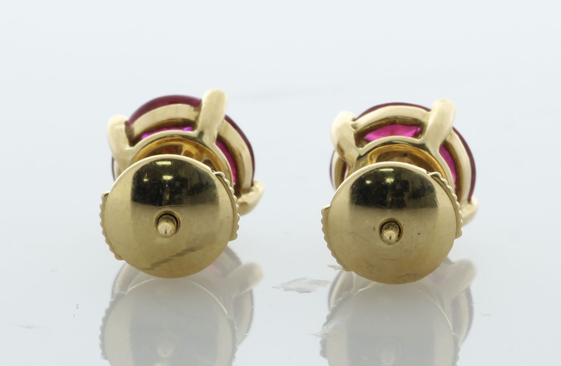 18ct Yellow Gold Diamond And Ruby Stud Earrings (R2.16) 0.34 - Valued By AGI £4,995.00 - A unique - Image 4 of 5