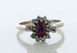 18ct White Gold Diamond And Ruby Raised Setting Cluster Ring (R 0.64) 0.40 Carats - Valued By AGI £