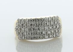 14ct Yellow Gold Diamond Five Row Ring 1.50 Carats - Valued By AGI £4,950.00 - This beautiful ring