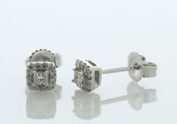 10ct Gold White Gold Diamond Cluster Earrings 0.20 Carats - Valued By AGI £2,495.00 - Each of