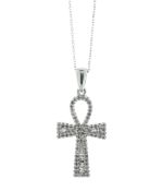 10ct White Gold Diamond Cross Pendant And 18" Chain 0.50 Carats - Valued By AGI £4,520.00 - A