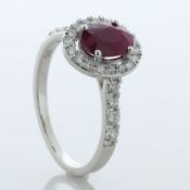 9ct White Gold Diamond And Ruby Halo Ring (R2.00) 0.60 Carats - Valued By AGI £6,950.00 - A stunning