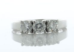 Platinum Three Stone Diamond Ring 1.00 Carats - Valued By AGI £6,100.00 - This platinum three