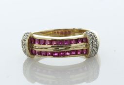 9ct Yellow Gold Ladies Dress Diamond And Ruby Ring (R0.50) 0.25 Carats - Valued By AGI £2,350.00 - A