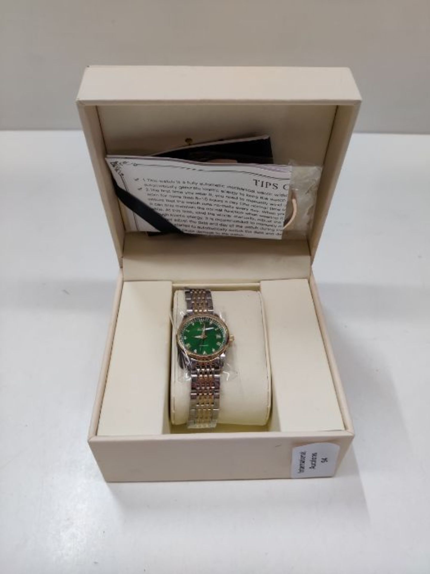 RRP £131.76 OLEVS Ladies Watches Automatic Self Winding Green Luxury - Image 3 of 4