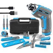 RRP £35.72 Hi-Spec 35 Piece Blue Home DIY Tool Kit with USB Rechargeable