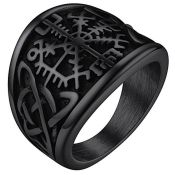 RRP £17.88 FaithHeart Mens Cool Black Ring Vegvisir Jewellery