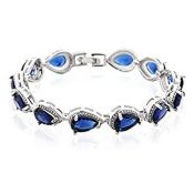 RRP £16.74 GULICX Women Teardrop Bracelet Chain Blue Sapphire