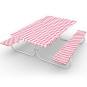 RRP £15.64 3 Packs Plaid Vinyl Picnic Table and Bench Cover for