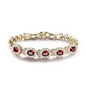 RRP £18.36 GULICX Red Cubic Zirconia Crystal Gold Electroplated