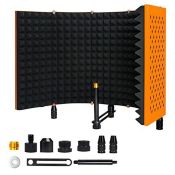 RRP £41.06 MSIZOY 5-panel Orange Foldable Studio Recording Microphone Isolation Shield