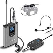 RRP £66.99 Alvoxcon Wireless Headset Lavalier Microphone System
