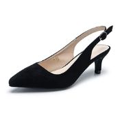 RRP £29.02 BRAND NEW STOCK Womens Kitten Heel Slingback Sandals Pointed Toe Court