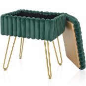 RRP £66.99 BQKOZFIN Rectangle Vanity Stool Chair Faux Fur with Storage Space
