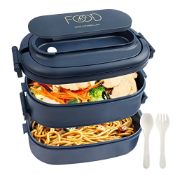 RRP £17.86 BRAND NEW STOCK OITUGG 2-Layer Lunch Box: 1550ml Bento Box with 3-Compartments und Cutle