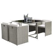 RRP £413.15 4 Seater Rattan Garden Dining Cube Set Compact Wicker