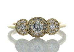 18ct Yellow Gold Three Stone Rub Over Set Diamond Ring (0.21) 0.43 Carats - Valued By GIE £8,275.