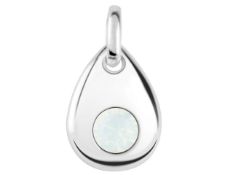 Sterling Silver Pendant October Birthstone 4mm White Opal Crystal - Valued By AGI £378.00 -