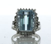 Platinum Cluster Diamond And Emerald Aqua Marine Ring (AM7.90) 0.40 Carats - Valued By IDI £11,655.