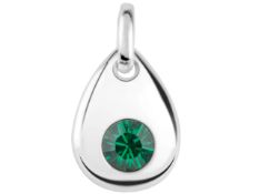 Sterling Silver May Birthstone 4mm Emerald Crystal Pendant - Valued By AGI £463.00 - Colour-Green,