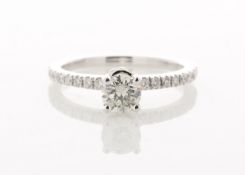 18ct White Gold Diamond Ring 0.73 Carats - Valued By IDI £6,205.00 - One natural round brilliant cut