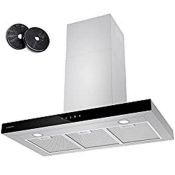RRP £290.32 CIARRA CBCS9102 Touch Control Chimney Cooker Hood 90cm