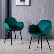 RRP £146.27 LeChamp Set of 2 Velvet Dining Chair Occasional Armchair