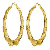 RRP £23.54 Chunky Gold Hoop Earrings 80MM Bamboo Earrings 80s Costumes for Women