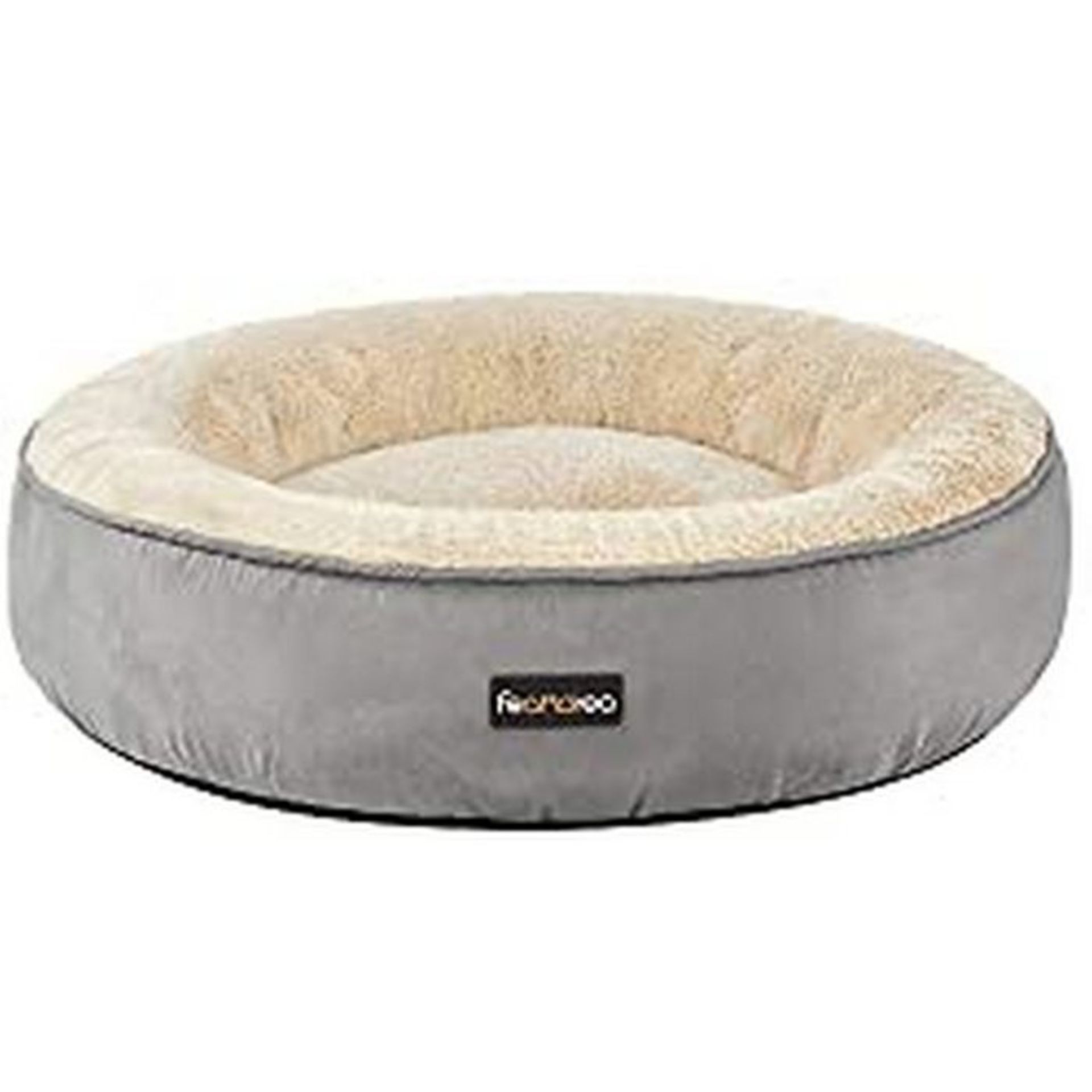 RRP £23.91 FEANDREA Dog Bed, Doughnut Cat Bed, Round, 60 cm Dia., Light Grey