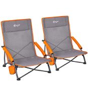 RRP £75.72 Portal Folding Beach Chair Low Lightweight 2 PCs Portable