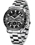 RRP £35.78 MEGALITH Men Watch Chronograph Stainless Steel Watches