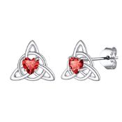 RRP £18.97 Celtic Knot Ruby Triquetra Earrings Sterling Silver