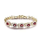 RRP £18.36 GULICX Red Cubic Zirconia Crystal Gold Electroplated