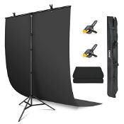 RRP £43.51 EMART Black Backdrop with Stand 1.5x 2.6m(5x 8.5ft)