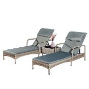 RRP £178.65 ASOWNSUN 3 Pieces Rattan Sun Loungers with Coffee Table