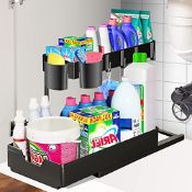 RRP £14.50 2 Tier Under Sink Storage Kitchen Organiser with 4