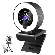 RRP £14.50 OVIFM Webcam with Microphone & Ring Light 2K HD Face