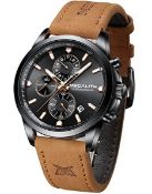 RRP £40.95 MEGALITH Mens Watches Brown Sports Chronograph Analogue