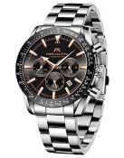 RRP £30.14 MEGALITH Mens Watches Chronograph Waterproof Stainless