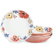RRP £25.65 BRAND NEW STOCK fanquare Porcelain Pink Floral Salad Plates Set of 4
