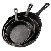 RRP £36.84 nuovva Pre-Seasoned Cast Iron Skillet Frying Pans Oven