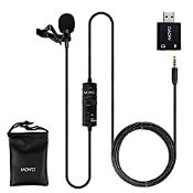 RRP £16.70 Movo Universal Lavalier USB Microphone for Computer
