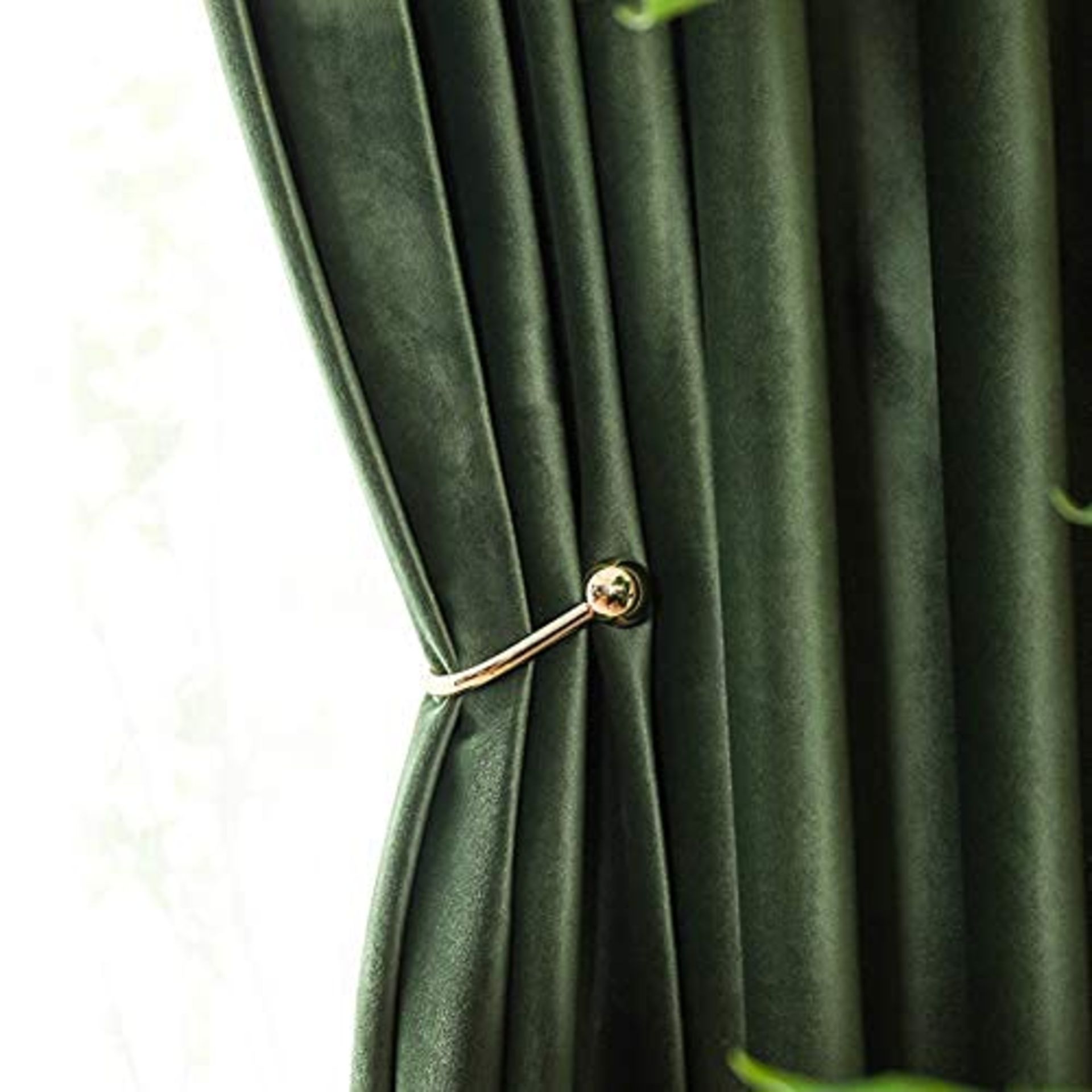 RRP £61.40 Amidoudou 1 Pair Luxury Velvet Curtains Olive Green