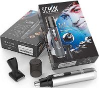 RRP £10.38 SCHON Stainless Steel Rechargeable 3-in-1 Eyebrow