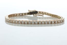 18ct Rose Gold Tennis Diamond Bracelet 3.53 Carats - Valued By IDI £22,710.00 - Fifty five round
