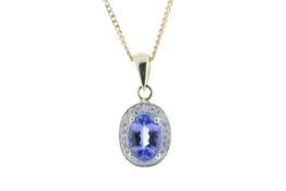 9ct Yellow Gold Diamond And Tanzanite Pendant (T0.83)0.11 - Valued By IDI £2,935.00 - An oval blue