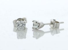 9ct White Gold Single Stone Diamond Earring 0.35 Carats - Valued By IDI £1,840.00 - Two round