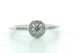 18ct White Gold Halo Set Diamond Ring 0.38 Carats - Valued By IDI £5,345.00 - A sparkling natural