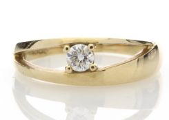 9ct Yellow Gold Claw Set Diamond Ring 0.18 Carats - Valued By AGI £3,320.00 - A natural round